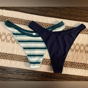 Victoria's Secret‎ Green Striped and Black Panties